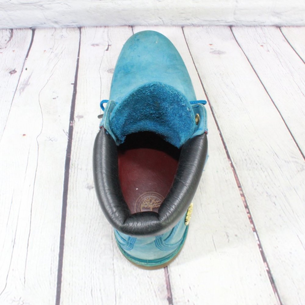 TIMBERLAND 7 Inch Premium Waterproof Blue Leather Lace-up Boots Size 9.5 M - Picture 8 of 10